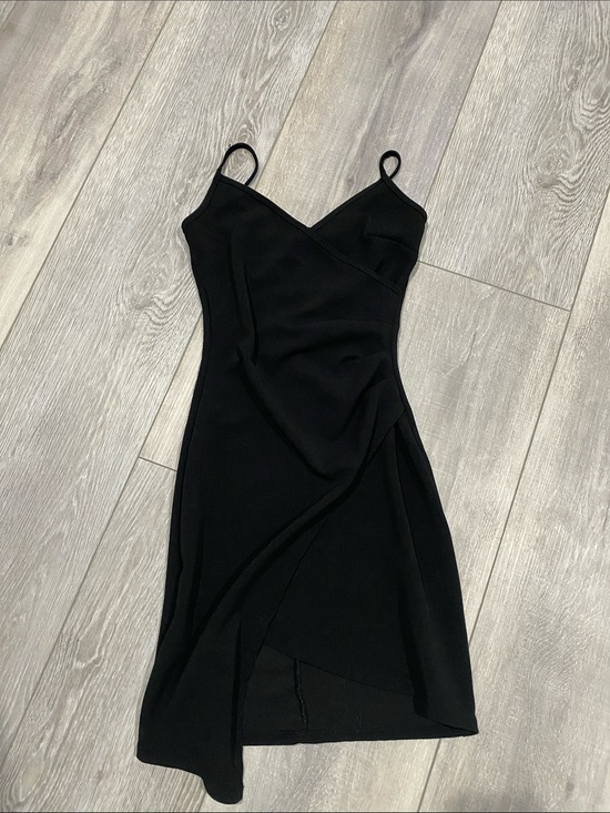 Almost Famous Dresses & Skirts - Almost Famous Black Wrap-Style Slip Mini Dress